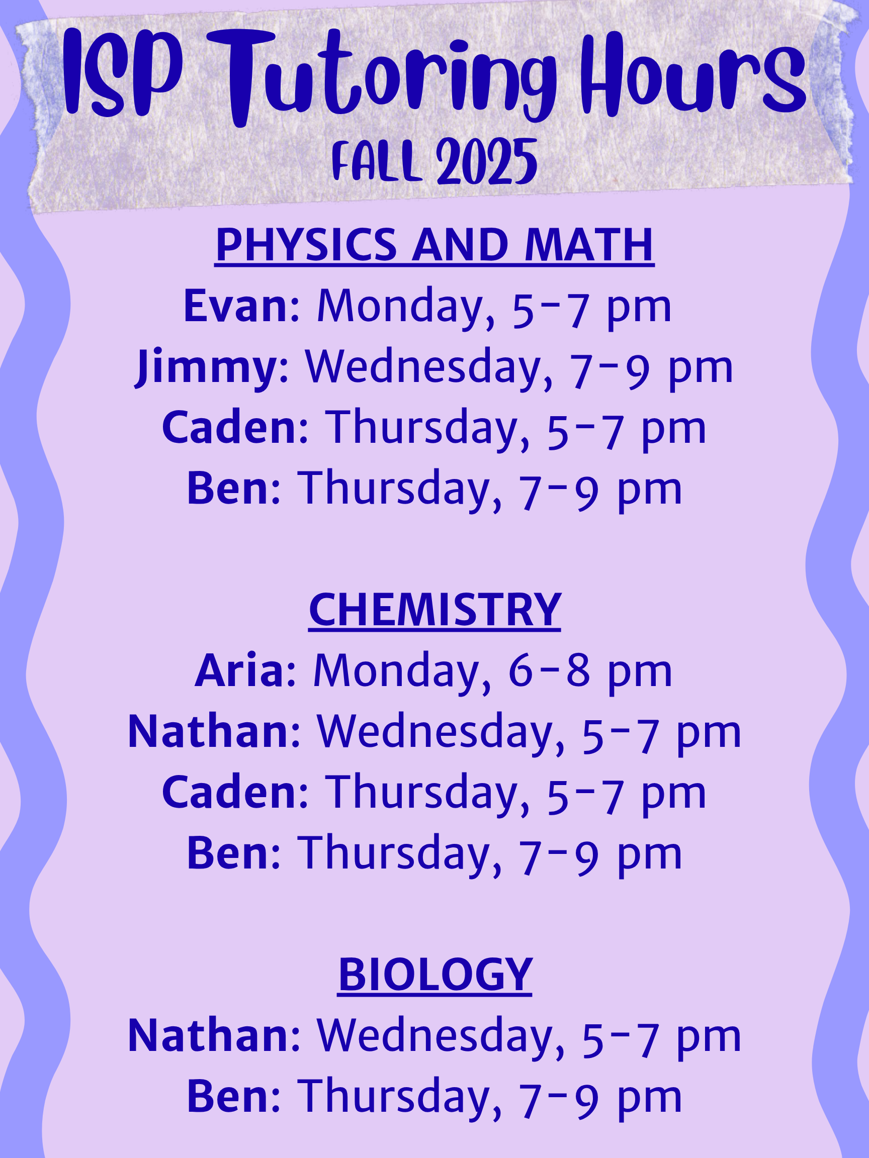 Tutoring information